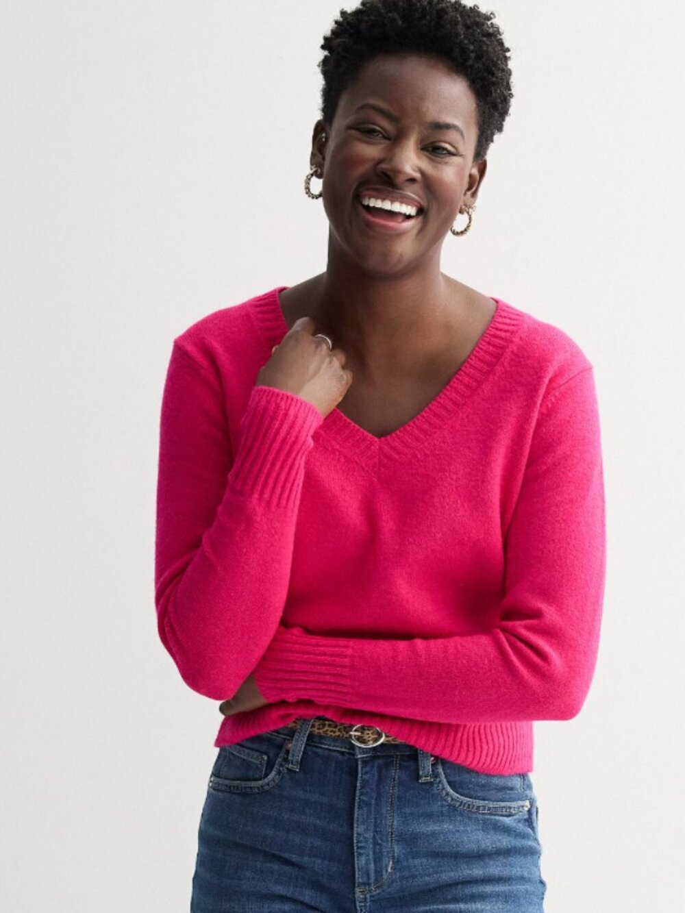 Sonoma super-soft lightweight v-neck sweater, hot pink